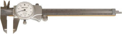 Mitutoyo - 0" to 6" Range, 0.001" Graduation, 1" per Revolution, Dial Caliper - White Face, Accurate to 0.1000", 40mm Jaw Length - Exact Tooling