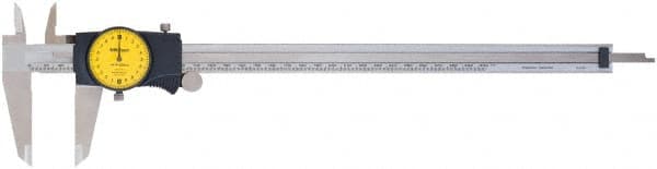 Mitutoyo - 0mm to 300mm Range, 0.02 mm Graduation, 1mm per Revolution, Dial Caliper - White Face, Accurate to 0.04mm, 50mm Jaw Length - Exact Tooling