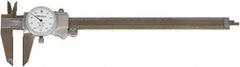 Mitutoyo - 0" to 8" Range, 0.001" Graduation, 1" per Revolution, Dial Caliper - White Face, Accurate to 0.1000", 50mm Jaw Length - Exact Tooling
