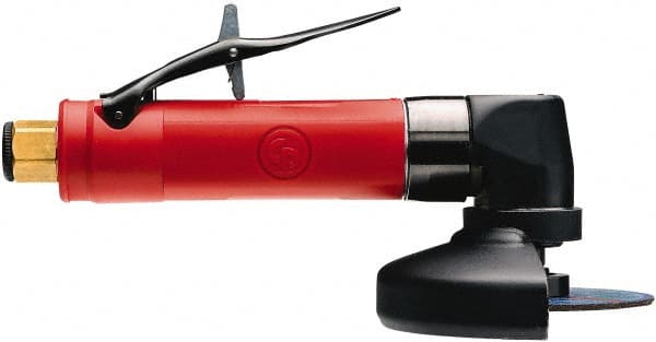 Chicago Pneumatic - 4" Wheel Diam, 13,500 RPM, Pneumatic Angle & Disc Grinder - 3/8-24 Spindle, 17.6 CFM, Rear Exhaust - Exact Tooling