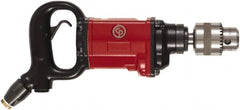 Chicago Pneumatic - 5/8" Keyed Chuck - D-Handle with Side Handle, 800 RPM, 20 LPS, 1 hp - Exact Tooling