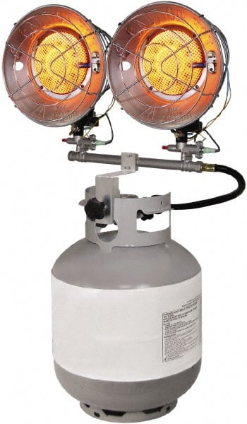 GHP GROUP - 10 to 30,000 BTU Rating, Propane Forced Air Heater - 25 Sq Ft Max Heating Area, (1) 1 Lb or 20 Lb Tank Capacity, Fuel with LP Gas - Exact Tooling