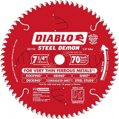 Freud - 7-1/4" Diam, 5/8" Arbor Hole Diam, 70 Tooth Wet & Dry Cut Saw Blade - Carbide-Tipped, Standard Round Arbor - Exact Tooling