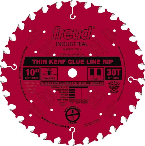 Freud - 10" Diam, 5/8" Arbor Hole Diam, 30 Tooth Wet & Dry Cut Saw Blade - Carbide-Tipped, Standard Round Arbor - Exact Tooling