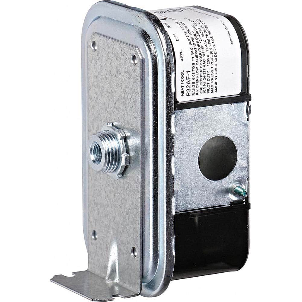 Johnson Controls - Pressure, Vacuum & Compound Switches; Maximum Adjustable Range: 5" wc VAC ; Minimum Adjustable Range: 0.05" wc VAC ; Type: Differential Air Pressure Switch ; Maximum Pressure Setting: 5" wc VAC ; Thread Size: 1/8 ; Thread Type: NPT - Exact Tooling
