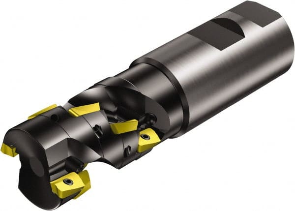 Sandvik Coromant - 1-1/4" Cut Diam, 1.77" Max Depth of Cut, 1-1/4" Shank Diam, 4.663" OAL, Indexable Square Shoulder End Mill - Multiple Insert Styles, Weldon Shank, 90° Lead Angle, Series CoroMill 390 - Exact Tooling