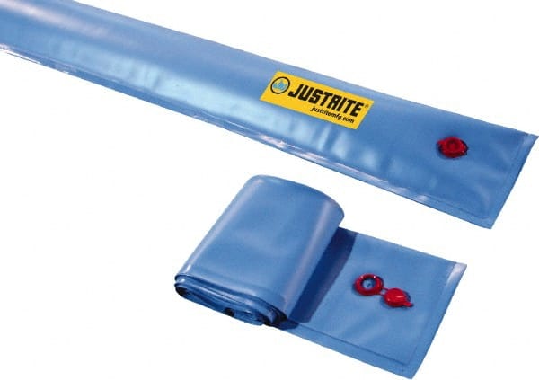 Justrite - 5' Long x 3/4' Wide, PVA Boom/Drain Dam - Light Blue, Use to Stop Contaminated Groundwater From Going Down the Drain - Exact Tooling