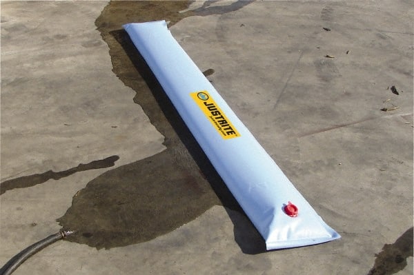 Justrite - 10' Long x 3/4' Wide, PVA Boom/Drain Dam - Light Blue, Use to Stop Contaminated Groundwater From Going Down the Drain - Exact Tooling