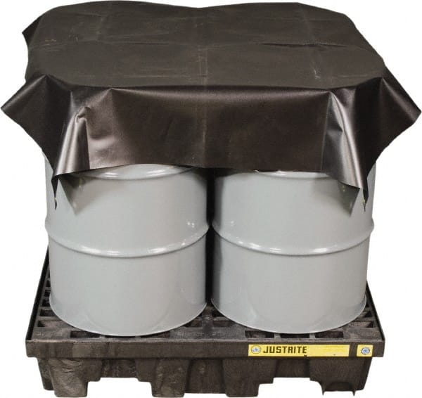 Justrite - 120" Long x 120" Wide Vinyl Tarp & Dust Cover - Black, Grommet - Exact Tooling