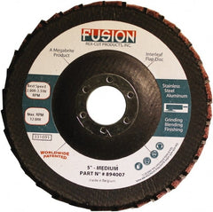 Rex Cut Product - 80 Grit, 5" Disc Diam, 7/8" Center Hole, Type 29 Aluminum Oxide Flap Disc - 12,200 Max RPM, Fiberglass Backing, Arbor Attaching System, Coated & Non-Woven Combo - Exact Tooling