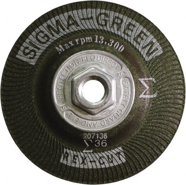 Rex Cut Product - 36 Grit, 4-1/2" Wheel Diam, Type 27 Depressed Center Wheel - Zirconia Alumina/Aluminum Oxide Blend - Exact Tooling