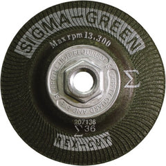 Rex Cut Product - 36 Grit, 4-1/2" Wheel Diam, Type 27 Depressed Center Wheel - Zirconia Alumina/Aluminum Oxide Blend - Exact Tooling