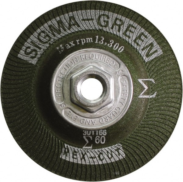 Rex Cut Product - 60 Grit, 4-1/2" Wheel Diam, Type 27 Depressed Center Wheel - Zirconia Alumina/Aluminum Oxide Blend - Exact Tooling