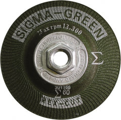 Rex Cut Product - 60 Grit, 4-1/2" Wheel Diam, Type 27 Depressed Center Wheel - Zirconia Alumina/Aluminum Oxide Blend - Exact Tooling