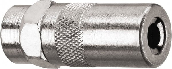 DeWALT - 10,000 Operating psi, 2" Long, 1/8 Thread, Nickel Plated Brass Fixed Grease Gun Coupler - NPT Thread, 10,000 psi Burst Pressure, Silver - Exact Tooling