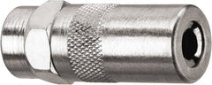 DeWALT - 10,000 Operating psi, 2" Long, 1/8 Thread, Nickel Plated Brass Fixed Grease Gun Coupler - NPT Thread, 10,000 psi Burst Pressure, Silver - Exact Tooling