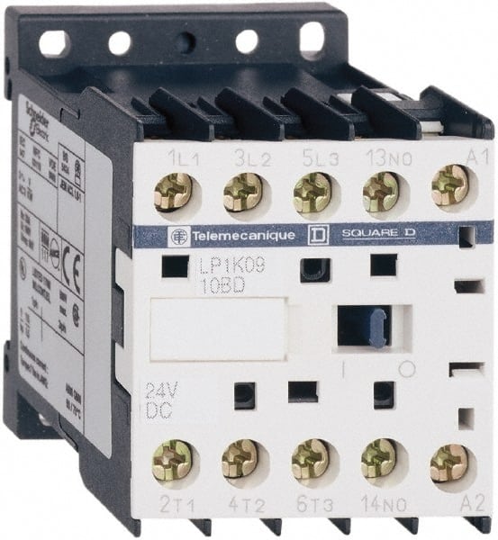 Schneider Electric - 3 Pole, 24 Coil VDC, 6 Amp at 440 VAC, Nonreversible IEC Contactor - BS 5424, CSA, IEC 60947, NF C 63-110, RoHS Compliant, UL Listed, VDE 0660 - Exact Tooling
