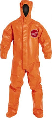 Dupont - Size S Film Laminate Chemical Resistant Flame Resistant/Retardant Coveralls - Orange, Storm Flap & Zipper Closure, Elastic Cuffs - Exact Tooling