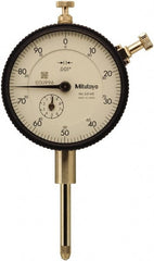Mitutoyo - 1" Range, 0-100 Dial Reading, 0.001" Graduation Dial Drop Indicator - 57mm Dial, 0.1" Range per Revolution, 0.002" Accuracy, Includes NIST Traceability Certification - Exact Tooling