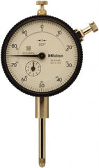 Mitutoyo - 1" Range, 0-100 Dial Reading, 0.001" Graduation Dial Drop Indicator - 57mm Dial, 0.1" Range per Revolution, 0.002" Accuracy, Includes NIST Traceability Certification - Exact Tooling