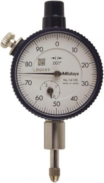 Mitutoyo - 0.025" Range, 0-100 Dial Reading, 0.001" Graduation Dial Drop Indicator - 40mm Dial, 0.1" Range per Revolution, 0.0001" Accuracy, Includes NIST Traceability Certification - Exact Tooling