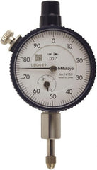 Mitutoyo - 0.025" Range, 0-100 Dial Reading, 0.001" Graduation Dial Drop Indicator - 40mm Dial, 0.1" Range per Revolution, 0.0001" Accuracy, Includes NIST Traceability Certification - Exact Tooling