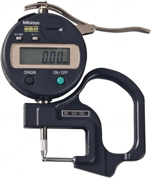 Mitutoyo - 1/2" Measurement, 0.01mm Resolution Electronic Thickness Gage - Accurate up to 0.001" - Exact Tooling