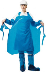 PolyConversions - 35" Wide x 55" Long x 6 mil Thick Chemical Resistant Bib Apron - Polyolefin, Blue, Waterproof, Resists Chemicals, Fats, Oils, Dry Particles, Liquid Splashes - Exact Tooling