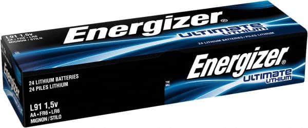 Energizer - Size AA, Lithium, Standard Battery - 1.5 Volts, Button Tab Terminal, FR6 - Exact Tooling