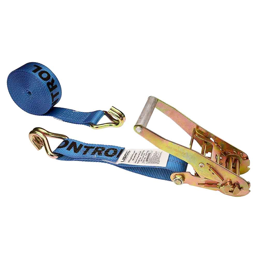 US Cargo Control - Slings & Tiedowns (Load-Rated); Type: Ratchet Tie Down ; Length (Feet): 30 ; Basket Capacity (Lb.): 3333 ; Material: Polyester ; Color: Blue - Exact Tooling