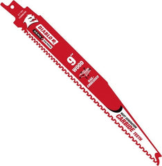 Freud - 9" Long x 0.87" Thick, Bi-Metal Reciprocating Saw Blade - Straight Profile, 6 TPI, Toothed Edge, Universal Shank - Exact Tooling