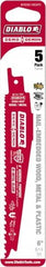 Freud - 6" Long x 0.98" Thick, Bi-Metal Reciprocating Saw Blade - Tapered Profile, 8 to 14 TPI, Toothed Edge, Universal Shank - Exact Tooling