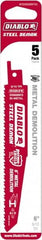 Freud - 6" Long x 0.87" Thick, Bi-Metal Reciprocating Saw Blade - Tapered Profile, 8 to 10 TPI, Toothed Edge, Universal Shank - Exact Tooling