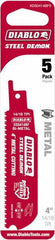 Freud - 4" Long x 1" Thick, Bi-Metal Reciprocating Saw Blade - Straight Profile, 14 to 18 TPI, Toothed Edge, Universal Shank - Exact Tooling