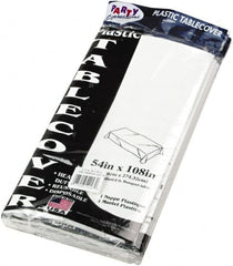 Tablemate Products - Table Set Rectangular Table Cover, Heavyweight Plastic, 54 x 108, White, 6/Pack - Exact Tooling