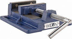 Wilton - 4-1/2" Jaw Opening Capacity x 1-1/2" Throat Depth, Horizontal Drill Press Vise - 4" Wide x 1-1/2" High Jaw, Stationary Base, Standard Speed, 7" OAL x 2.4" Overall Height, Steel - Exact Tooling