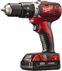 Milwaukee Tool - 18 Volt 1/2" Keyless Chuck Cordless Hammer Drill - 0 to 28,800 BPM, 0 to 1,800 RPM, Reversible - Exact Tooling