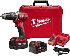 Milwaukee Tool - 18 Volt 1/2" Keyless Chuck Cordless Hammer Drill - 0 to 28,800 BPM, 0 to 1,800 RPM, Reversible - Exact Tooling