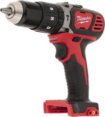 Milwaukee Tool - 18 Volt 1/2" Keyless Chuck Cordless Hammer Drill - 0 to 28,800 BPM, 0 to 1,800 RPM, Reversible - Exact Tooling