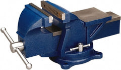 Wilton - 5" Jaw Width, 5" Opening Capacity, 2-1/2" Throat Depth, Steel Swivel Bench Vise - Bolt Down Base Attachment - Exact Tooling
