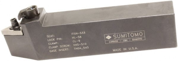 Sumitomo - MTEN, Neutral Cut, 30° Lead Angle, 1/2" Shank Height x 1/2" Shank Width, Negative Rake Indexable Turning Toolholder - 4" OAL, TNMG 22 Insert Compatibility, Series Multi-Option - Exact Tooling