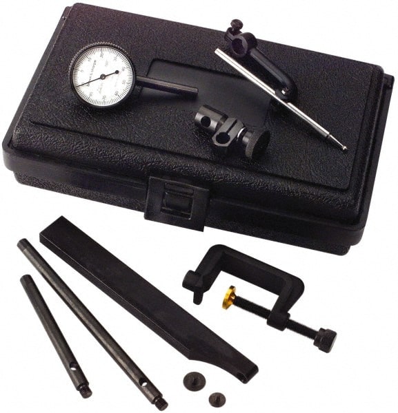 TESA Brown & Sharpe - 8 Piece, 0mm to 0.2mm Measuring Range, 38mm Dial Diam, 0-100 Dial Reading, White Dial Test Indicator Kit - 12.7mm Contact Point Length, 0.001mm Dial Graduation - Exact Tooling