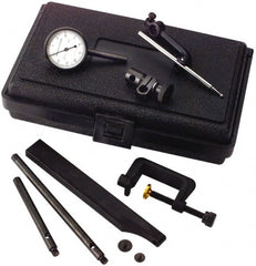 TESA Brown & Sharpe - 8 Piece, 0mm to 0.2mm Measuring Range, 38mm Dial Diam, 0-100 Dial Reading, White Dial Test Indicator Kit - 12.7mm Contact Point Length, 0.001mm Dial Graduation - Exact Tooling