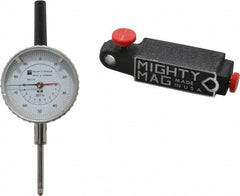 TESA Brown & Sharpe - 0.001" Graduation, 0-100 Dial Reading, Indicator & Base Kit - 4" Base Length x 1" Base Width x 1" Base Height, 2-1/4" Dial Diam - Exact Tooling