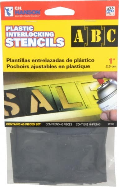 C.H. Hanson - 1 Inch Characters, PVC Plastic Stencil Set - 46 Pieces - Exact Tooling