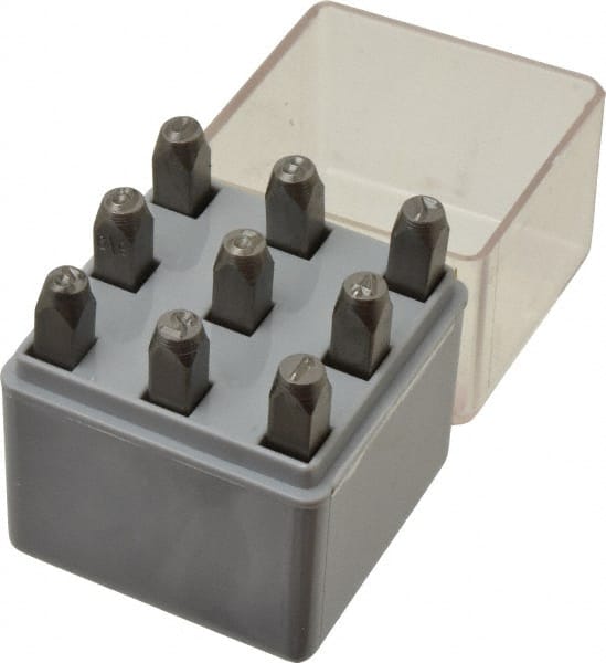 C.H. Hanson - 9 Piece, 3/16" Character Steel Stamp Set - Figures, Standard - Exact Tooling