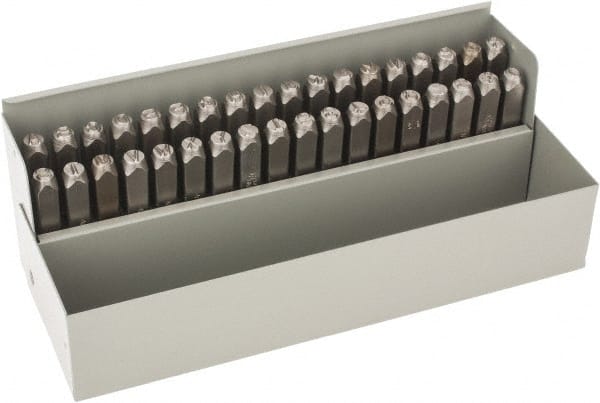 C.H. Hanson - 36 Piece, 1/4" Character Steel Stamp Set - Letters & Figures, Standard - Exact Tooling