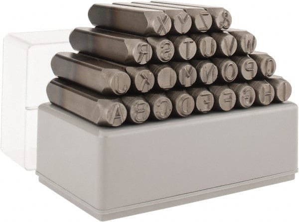 C.H. Hanson - 27 Piece, 3/8" Character Steel Stamp Set - Letters, Heavy Duty - Exact Tooling