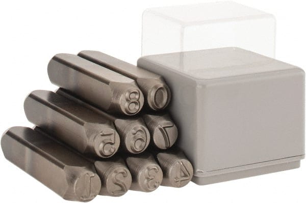 C.H. Hanson - 9 Piece, 3/8" Character Steel Stamp Set - Figures, Heavy Duty - Exact Tooling