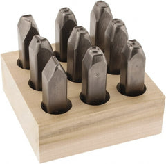 C.H. Hanson - 9 Piece, 1/2" Character Steel Stamp Set - Figures, Heavy Duty - Exact Tooling
